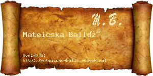 Mateicska Balló névjegykártya